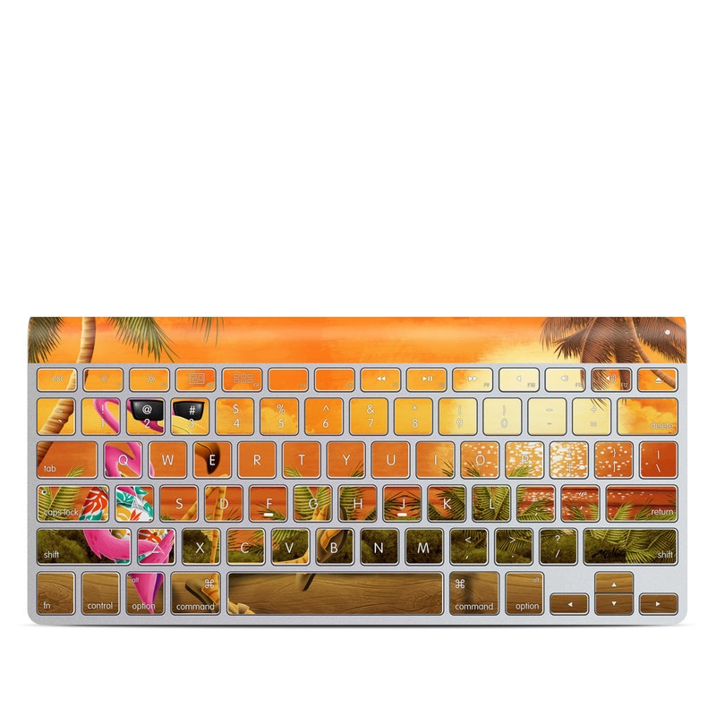 Apple Wireless Keyboard Skin design of Cartoon, Art, Animation, Illustration, Plant, Cg artwork, Shoe, Fictional character, with red, orange, green, black, pink colors
