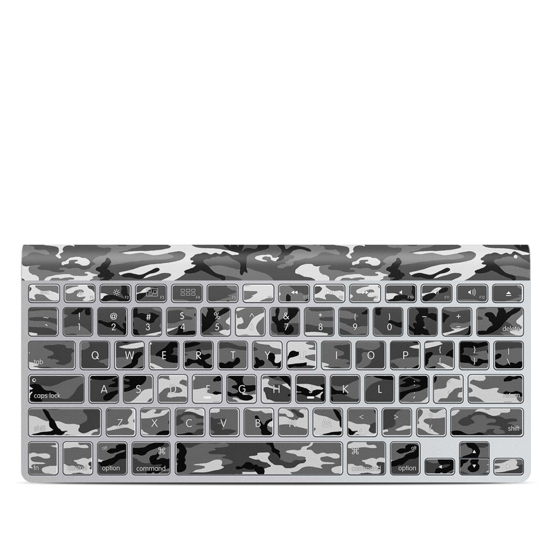 Apple Wireless Keyboard Skin design of Military camouflage, Pattern, Clothing, Camouflage, Uniform, Design, Textile, with black, gray colors