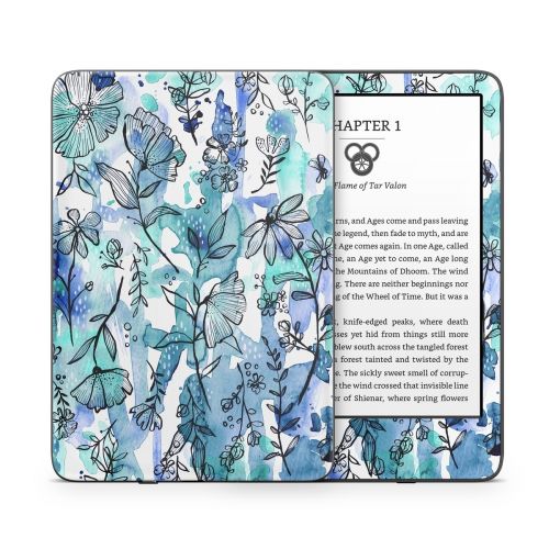 Blue Ink Floral Amazon Kindle Series Skin