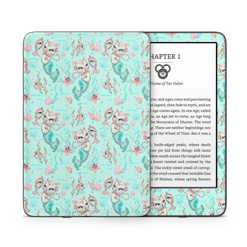 Merkittens with Pearls Aqua Amazon Kindle Series Skin