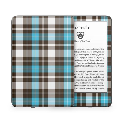 Turquoise Plaid Amazon Kindle Series Skin