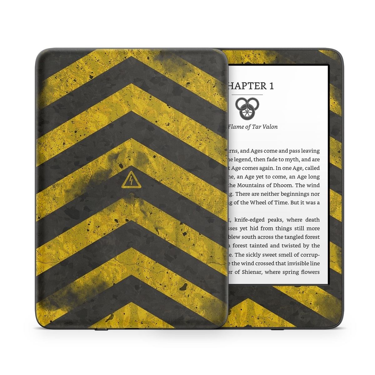 Amazon Kindle Series Skin design of Colorfulness, Road surface, Yellow, Rectangle, Asphalt, Font, Material property, Parallel, Tar, Tints and shades, with black, gray, yellow colors