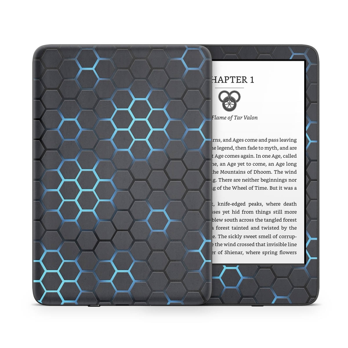 Amazon Kindle Series Skin design of Pattern, Water, Design, Circle, Metal, Mesh, Sphere, Symmetry, with black, gray, blue colors