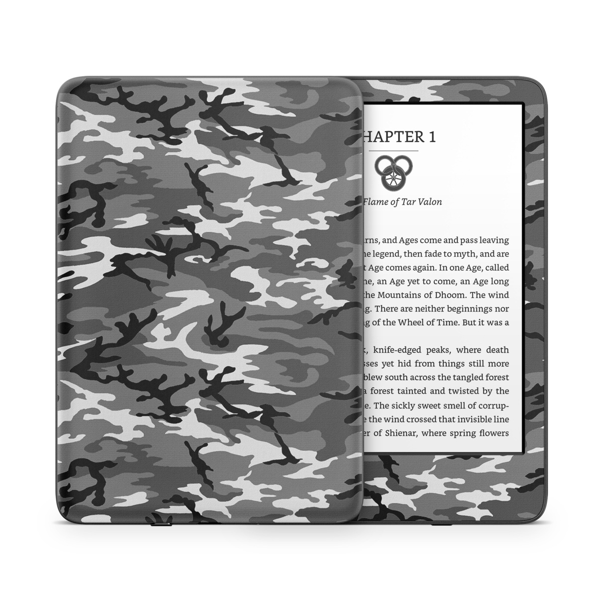 Amazon Kindle Series Skin design of Military camouflage, Pattern, Clothing, Camouflage, Uniform, Design, Textile, with black, gray colors