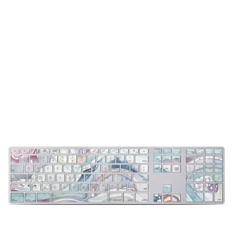 Apple Keyboard with Numeric Keypad Skin design of Watercolor paint, Plant, Art, Illustration, Flower, with blue, purple, pink, red, orange colors