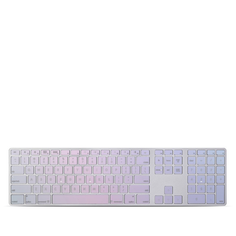 Apple Keyboard with Numeric Keypad Skin design of White, Blue, Daytime, Sky, Atmospheric phenomenon, Atmosphere, Calm, Line, Haze, Fog with pink, purple, blue colors