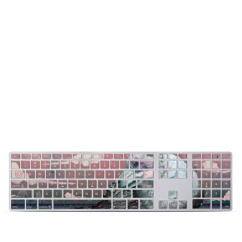 Apple Keyboard with Numeric Keypad Skin design of Illustration, Art, with gray, black, blue, red, purple colors