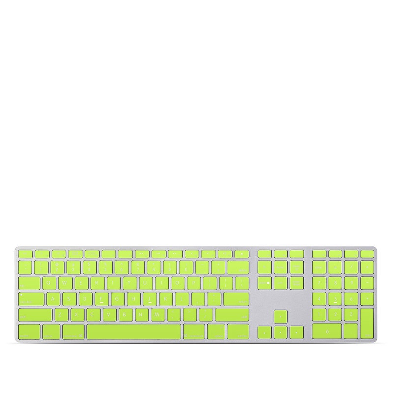 Apple Keyboard with Numeric Keypad Skin design of Green, Yellow, Text, Leaf, Font, Grass, with green colors