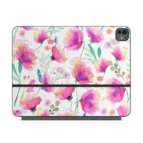 Abstract Pink Poppies Magic Keyboard for iPad Series Skin