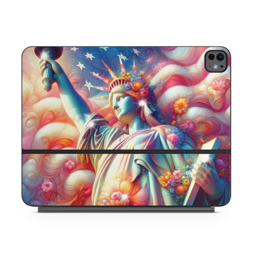 Lady Liberty and Flowers Magic Keyboard for iPad Series Skin