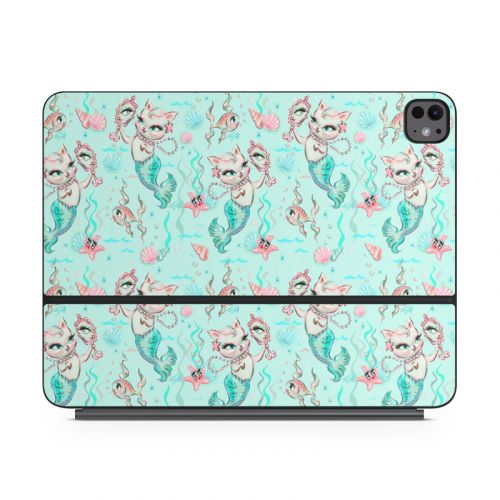 Merkittens with Pearls Aqua Magic Keyboard for iPad Series Skin