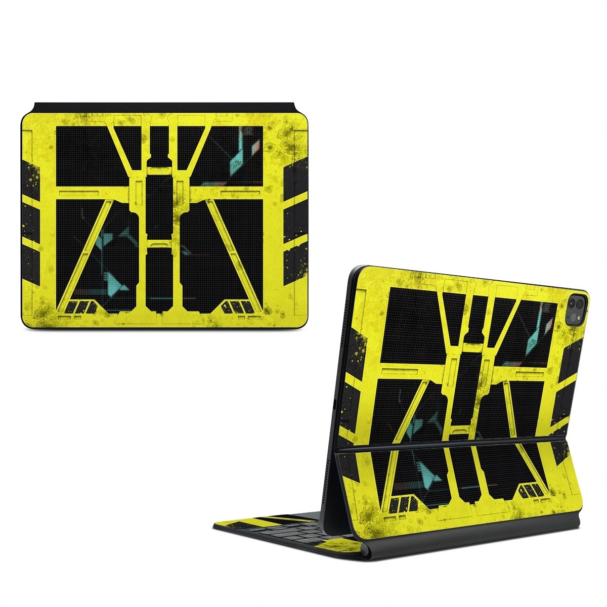 Magic Keyboard for iPad Series Skin design of Yellow, Green, Font, Pattern, Graphic design, with black, yellow, gray, blue, green colors