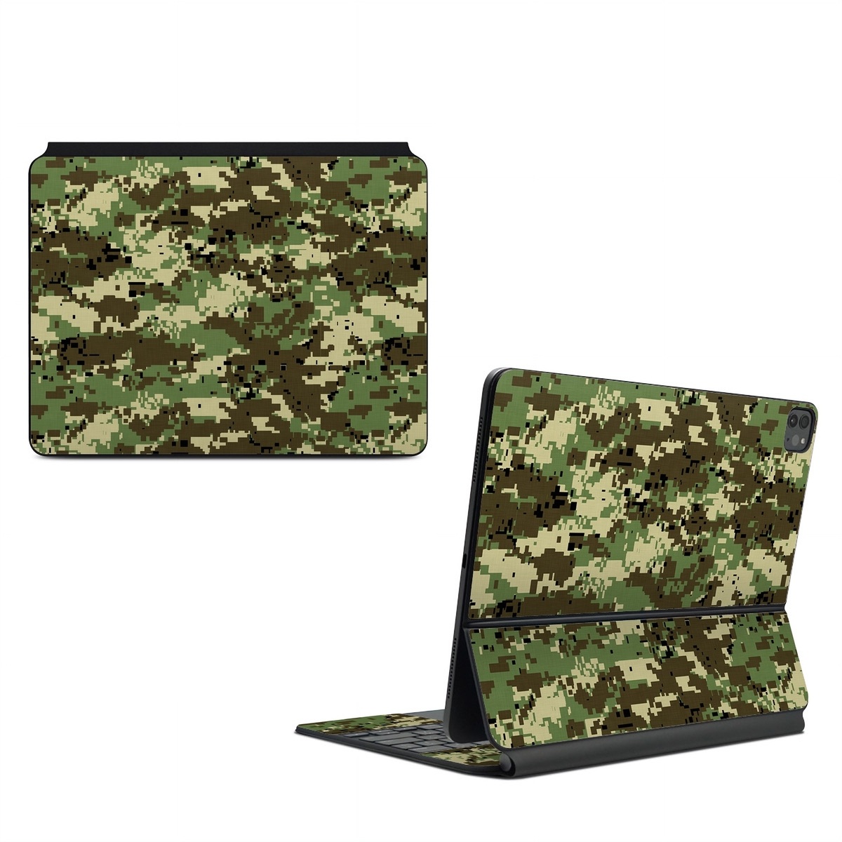 Magic Keyboard for iPad Series Skin design of Military camouflage, Pattern, Camouflage, Green, Uniform, Clothing, Design, Military uniform, with black, gray, green colors