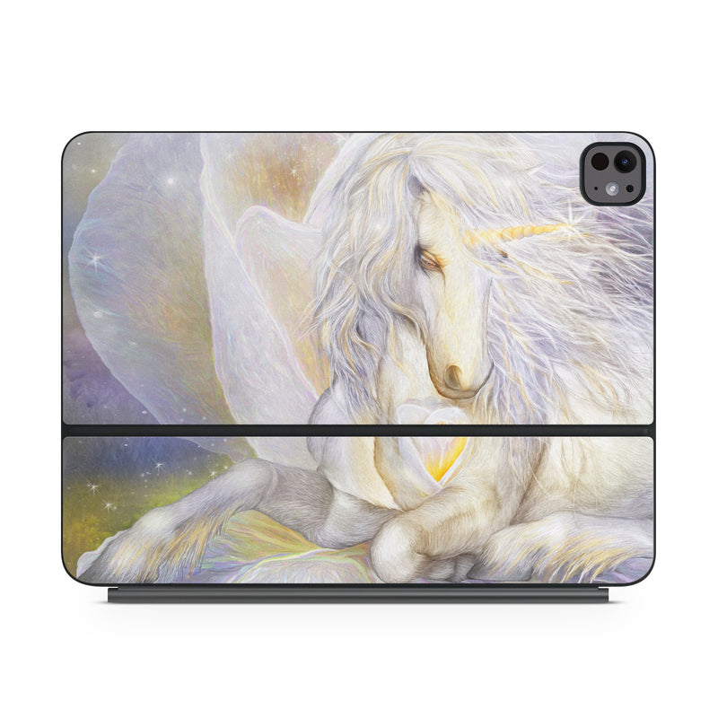 Magic Keyboard for iPad Series Skin design of Fictional character, Mythical creature, Unicorn, Sky, Mythology, Supernatural creature, Illustration, with gray, black, green, pink, blue colors