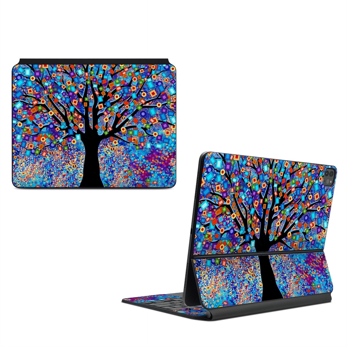 Magic Keyboard for iPad Series Skin design of Psychedelic art, Modern art, Art, with black, blue, red, orange, yellow, green, purple colors