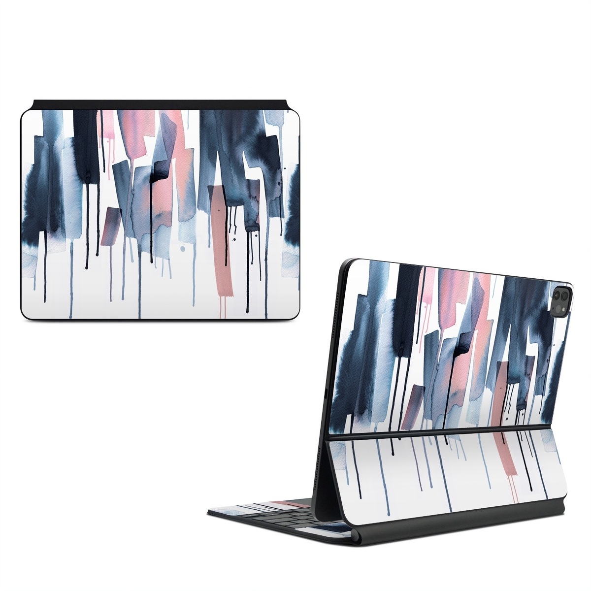 Magic Keyboard for iPad Series Skin design of Gesture, Snow, Art, Freezing, Material property, Font, Fashion design, Sportswear, Electric blue, Magenta, with white, blue, pink, black colors