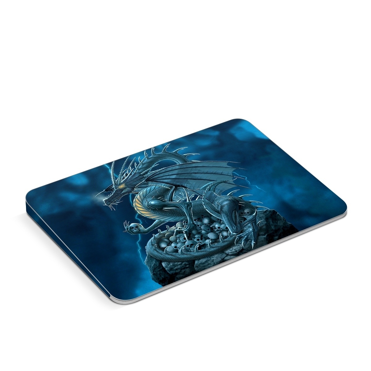 Apple Magic Trackpad Skin design of Cg artwork, Dragon, Mythology, Fictional character, Illustration, Mythical creature, Art, Demon, with blue, yellow colors
