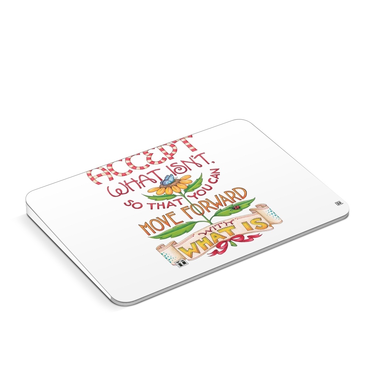 Apple Magic Trackpad Skin design of Butterfly, Sun-Flower, Leaves, with white, red, green, brown, yellow, blue, orange, black colors