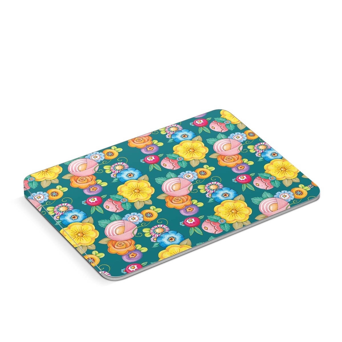 Apple Magic Trackpad Skin design of Rectangle, Textile, Circle, Symmetry, Pattern, Art, Visual arts, Motif, Wrapping paper, Design, with blue, green, yellow, orange, red, white, purple colors