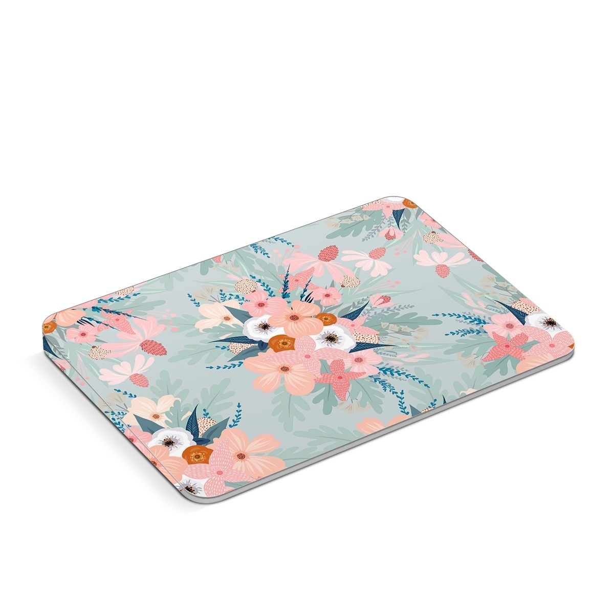 Apple Magic Trackpad Skin design of Pattern, Aqua, Wrapping paper, Textile, Design, Floral design, Wildflower, Plant, Pedicel, Blossom, with pink, red, blue, white colors