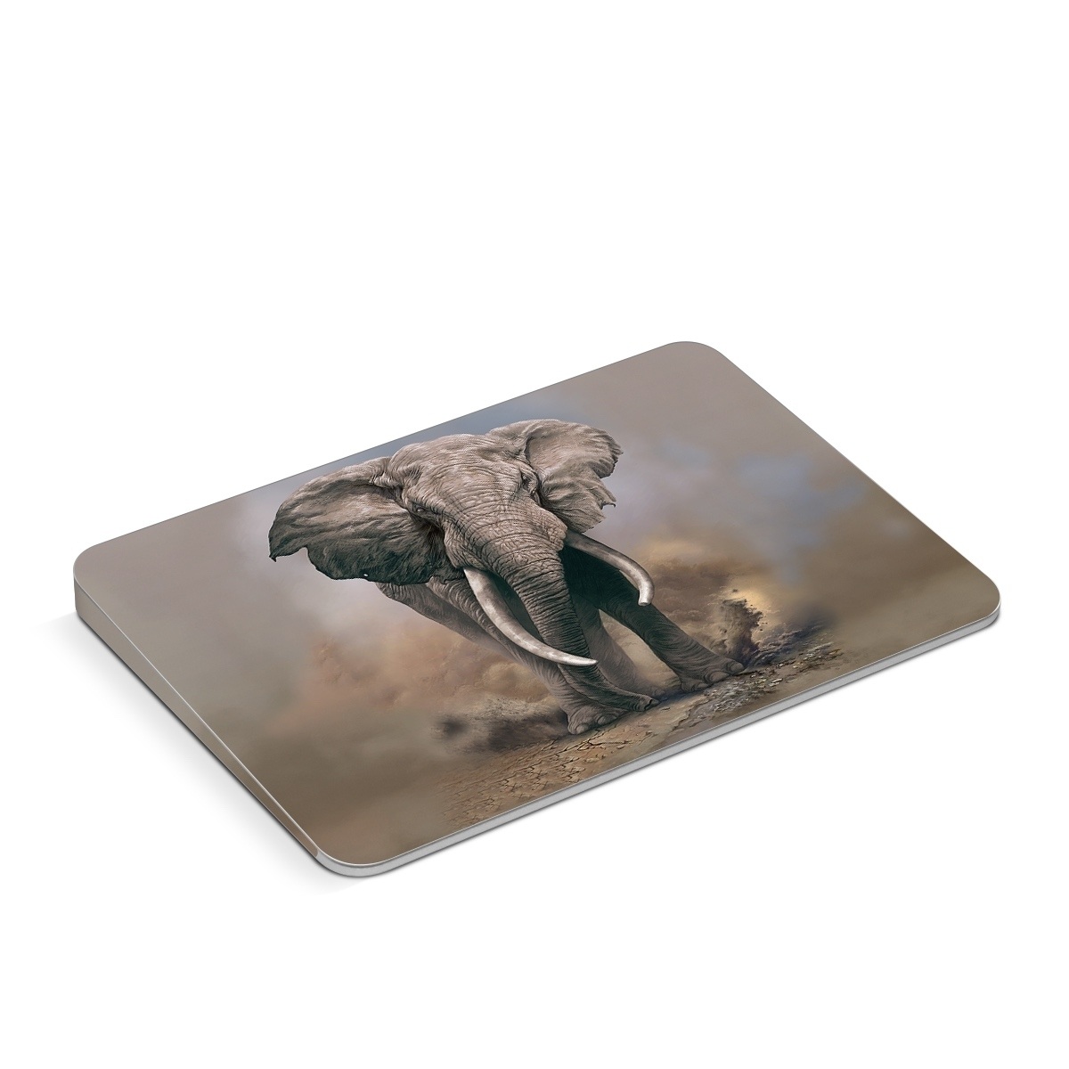 Apple Magic Trackpad Skin design of Elephants and Mammoths, Terrestrial animal, Indian elephant, African elephant, Wildlife, Tusk, Snout, Organism, Working animal, Illustration, with brown, gray, white colors