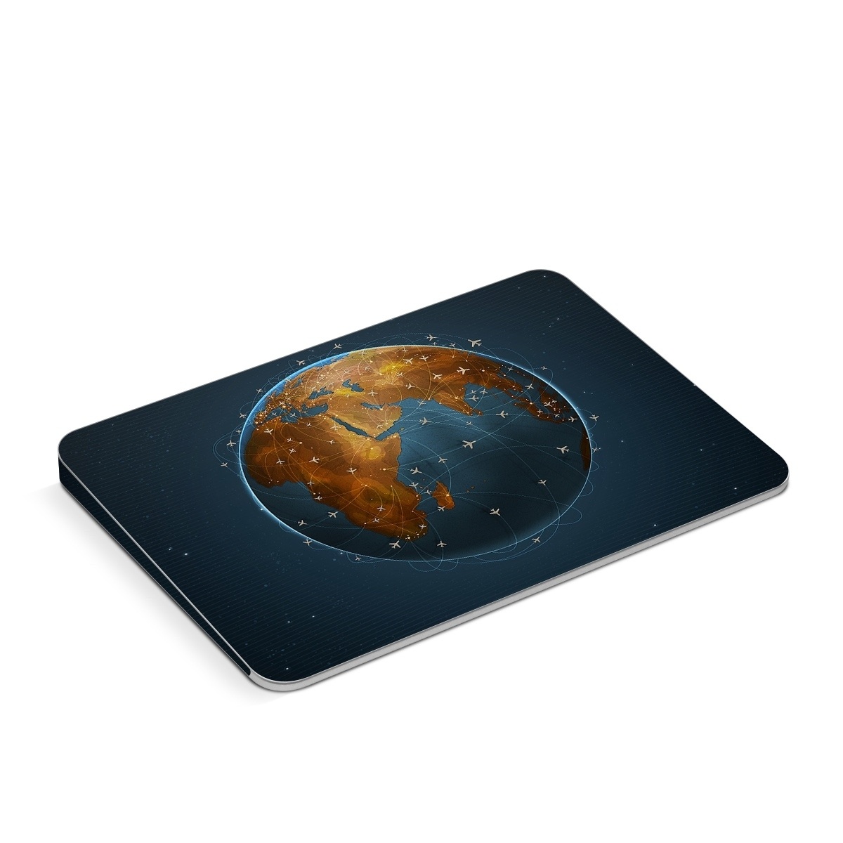 Apple Magic Trackpad Skin design of Planet, Earth, Astronomical object, World, Atmosphere, Globe, Space, Sky, Astronomy, Circle, with blue, yellow, brown colors