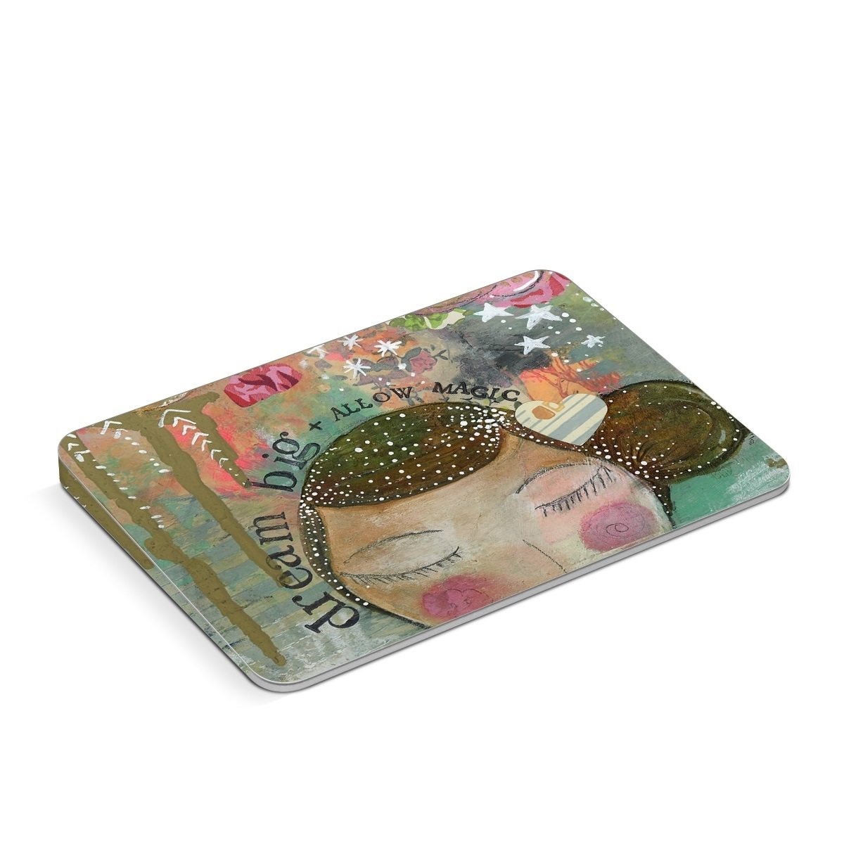 Apple Magic Trackpad Skin design of Painting, Pink, Illustration, Art, Child art, Watercolor paint, Drawing, Visual arts, Still life, with brown, pink, red, green, white, black, orange, gray colors