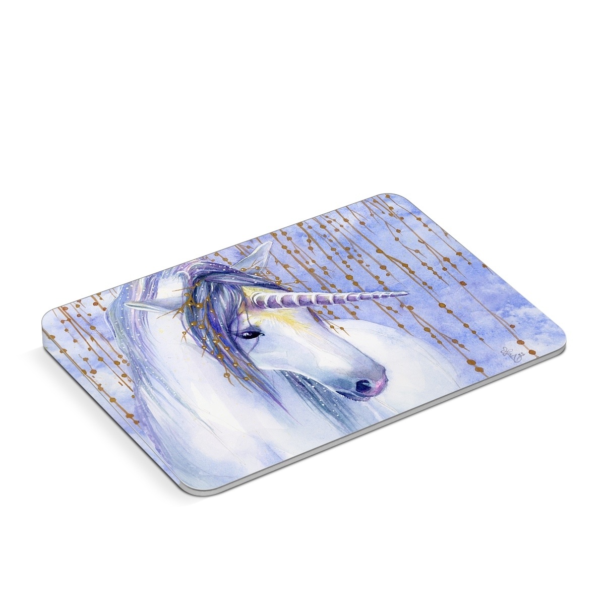 Apple Magic Trackpad Skin design of Horse, Eyelash, Painting, Working animal, Line, Art, Paint, Snout, Pack animal, Illustration, with white, purple, brown, yellow colors