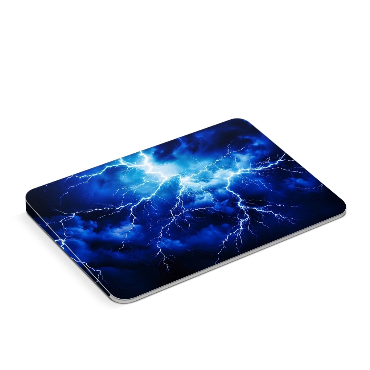 Apple Magic Trackpad Skin design of Thunder, Sky, Atmosphere, Daytime, Cloud, Water, Lightning, Light, Azure, Natural environment, with black, blue colors