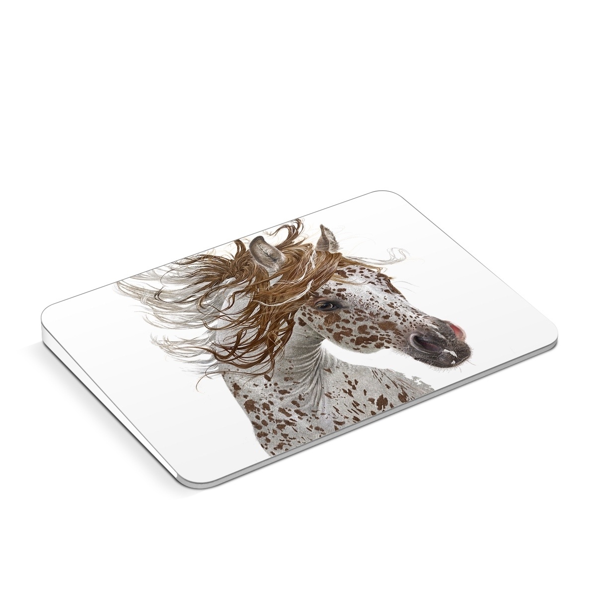 Apple Magic Trackpad Skin design of Horse, Mane, Mustang horse, Illustration, Snout, Animal figure, Drawing, Stallion, Liver, Mare, with white, brown colors