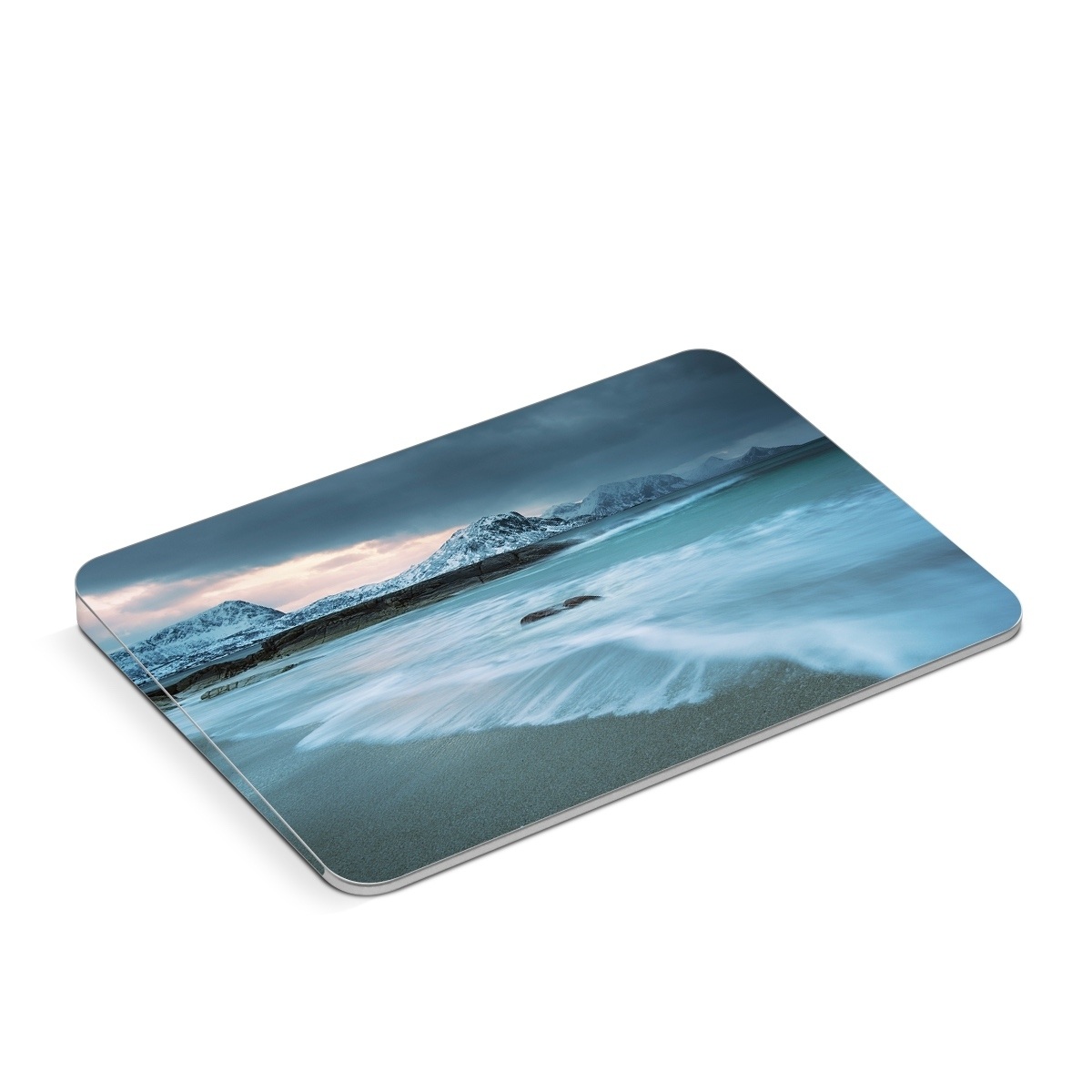 Apple Magic Trackpad Skin design of Body of water, Sky, Nature, Sea, Ocean, Wave, Blue, Water, Coast, Wind wave, with white, blue, black, orange colors
