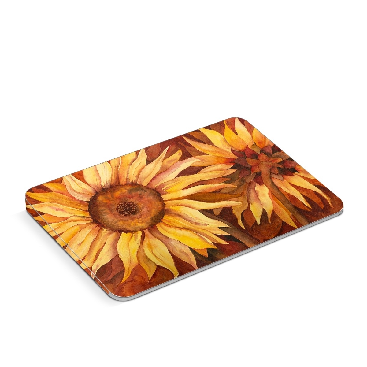 Apple Magic Trackpad Skin design of Sunflower, Flower, sunflower, Yellow, Painting, Plant, Petal, Still life photography, Flowering plant, Still life, with yellow, brown, orange colors