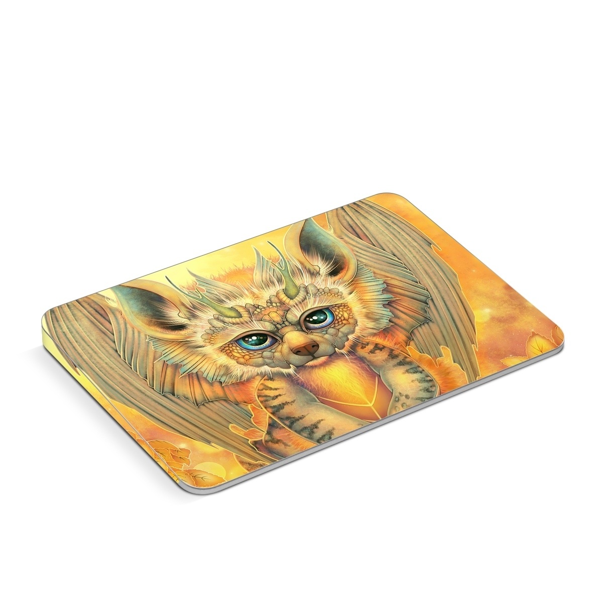 Apple Magic Trackpad Skin design of Nature, Mammal, Art, Fawn, Owl, Illustration, Tail, Fictional character, Visual arts, Terrestrial animal, with yellow, orange, green, white, black colors