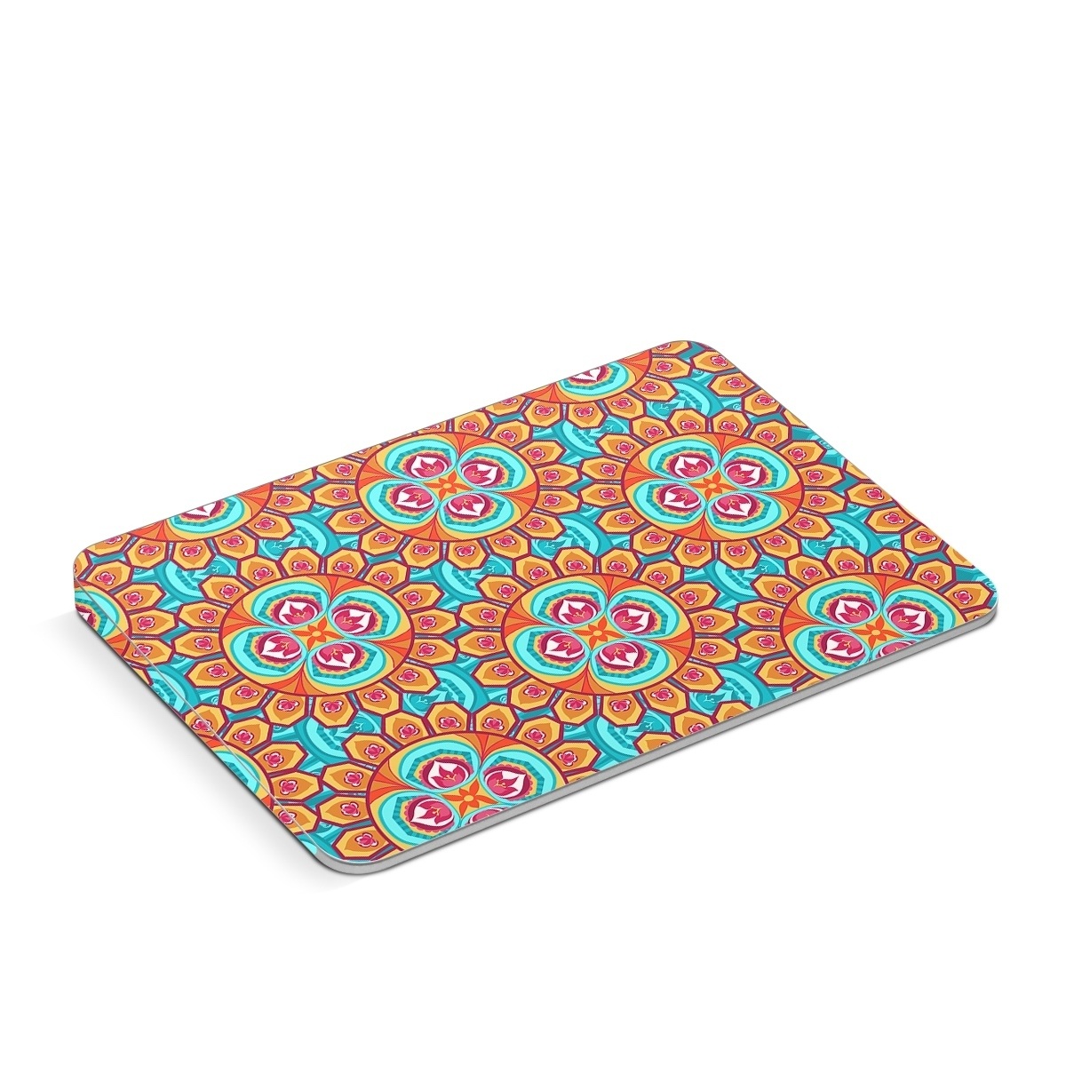 Apple Magic Trackpad Skin design of Pattern, Orange, Design, Textile, Wrapping paper, Visual arts, Motif, Circle, Art, with blue, orange, red, yellow colors