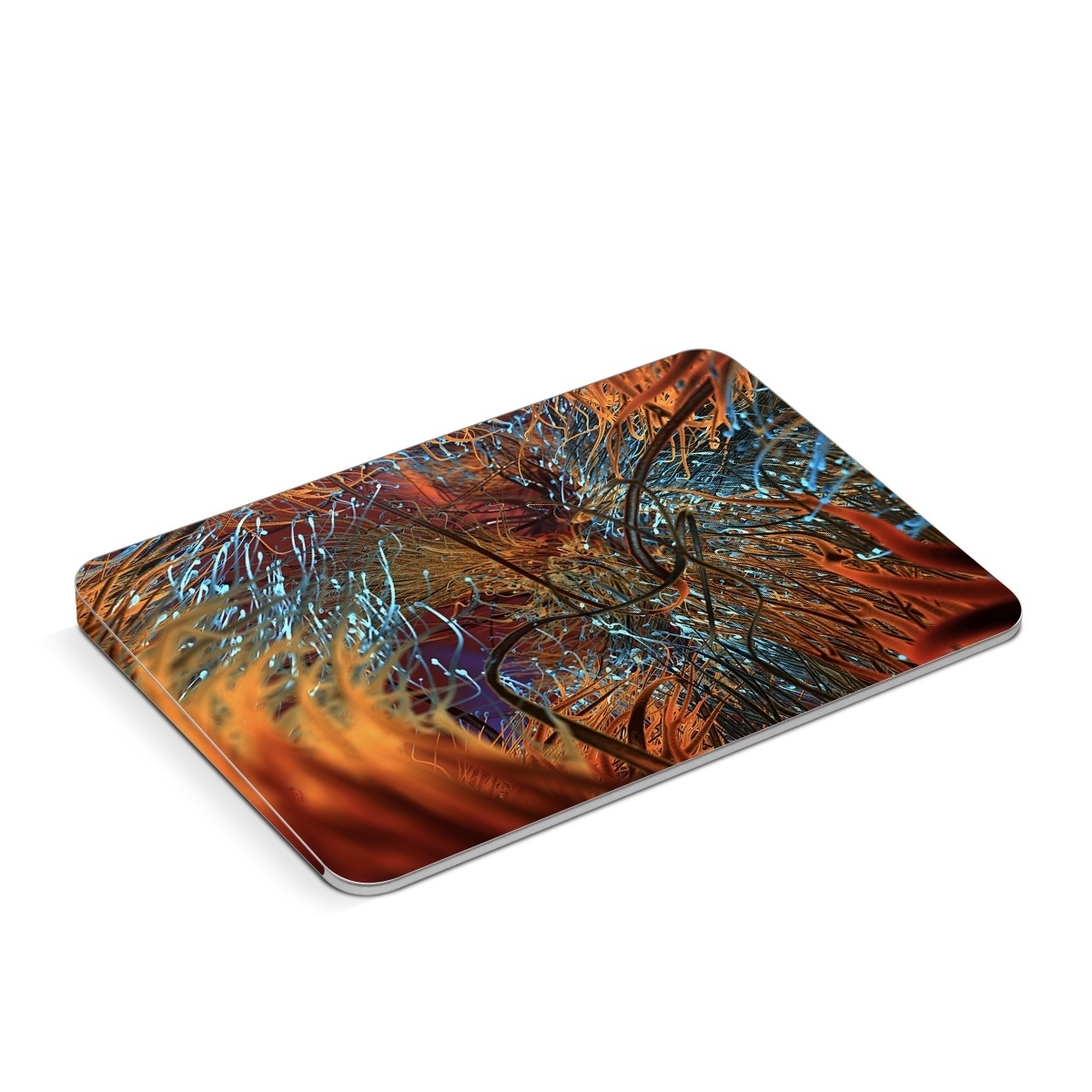 Apple Magic Trackpad Skin design of Orange, Tree, Electric blue, Organism, Fractal art, Plant, Art, Graphics, Space, Psychedelic art, with orange, blue, red, yellow, purple colors