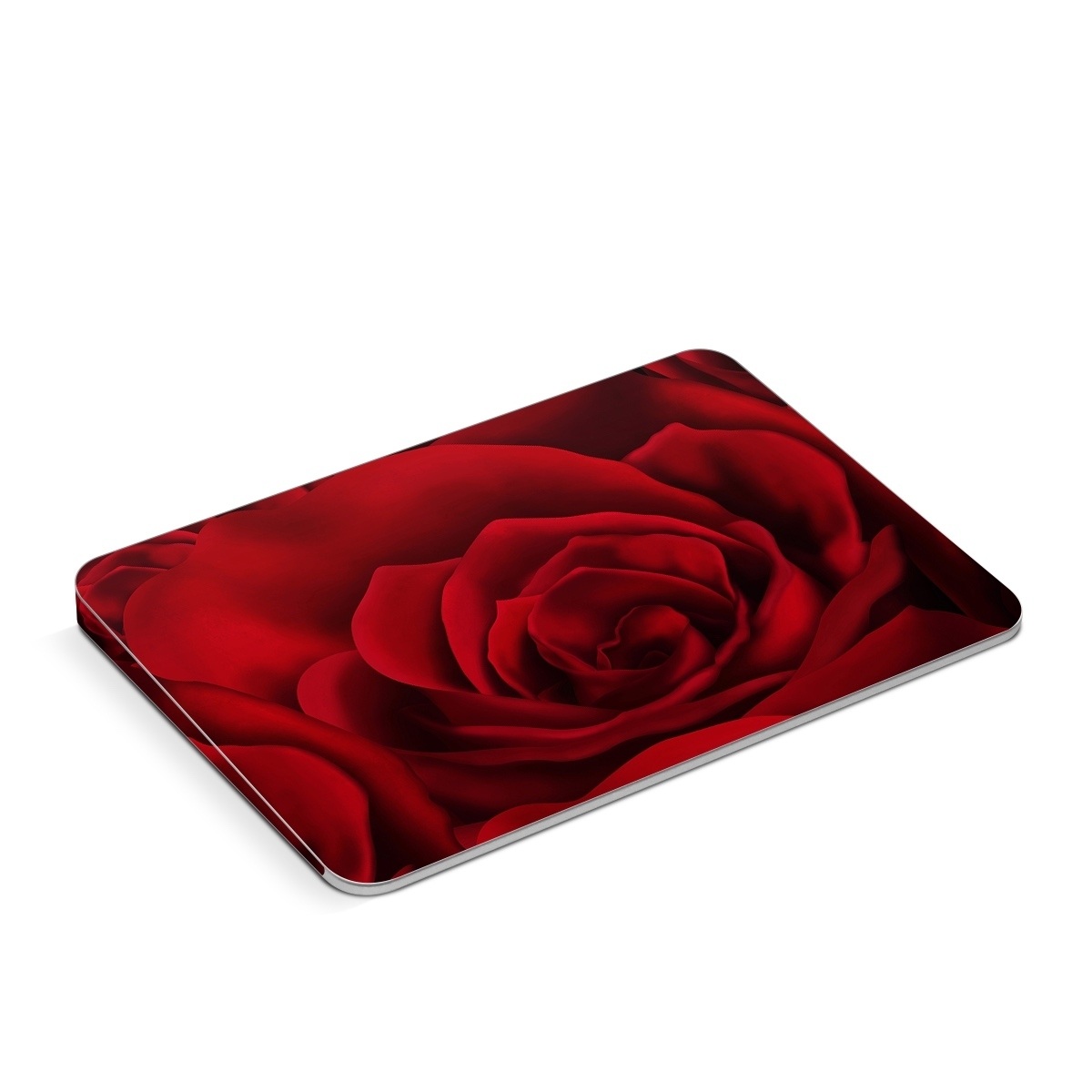 Apple Magic Trackpad Skin design of Red, Garden roses, Rose, Petal, Flower, Nature, Floribunda, Rose family, Close-up, Plant, with black, red colors