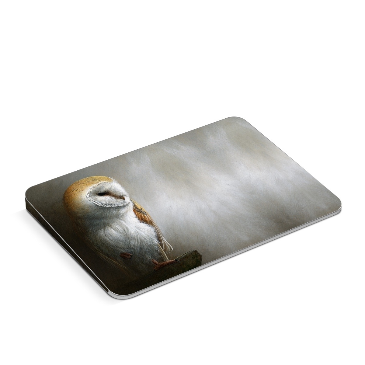 Apple Magic Trackpad Skin design of Barn owl, Owl, Bird, Bird of prey, Beak, Wildlife, with yellow, white, orange, brown colors