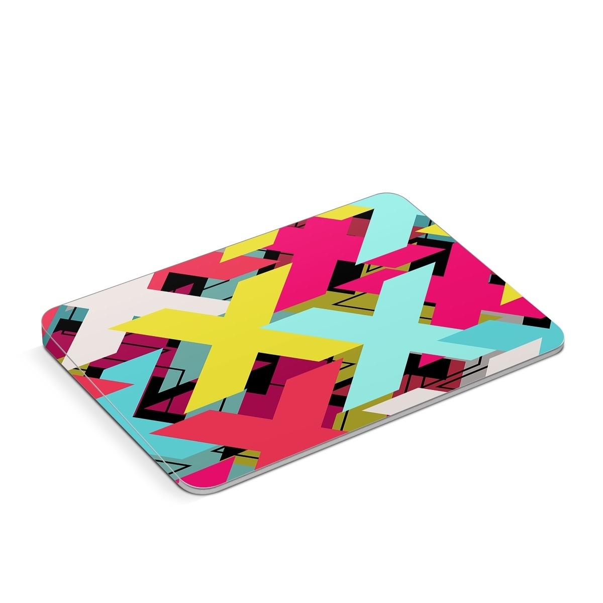 Apple Magic Trackpad Skin design of Pattern, Graphic design, Line, Design, Triangle, Font, Illustration, Magenta, Visual arts, with yellow, blue, white, black, red, pink colors