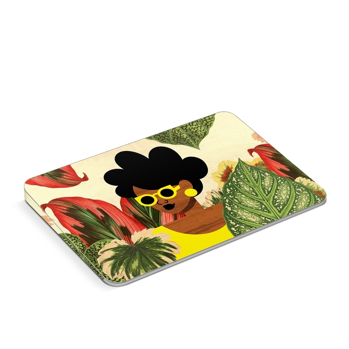 Apple Magic Trackpad Skin design of Illustration, Plant, Botany, Organism, Leaf, Art, Animation, Grass, Flower, Perennial plant, with green, black, brown, yellow, red colors