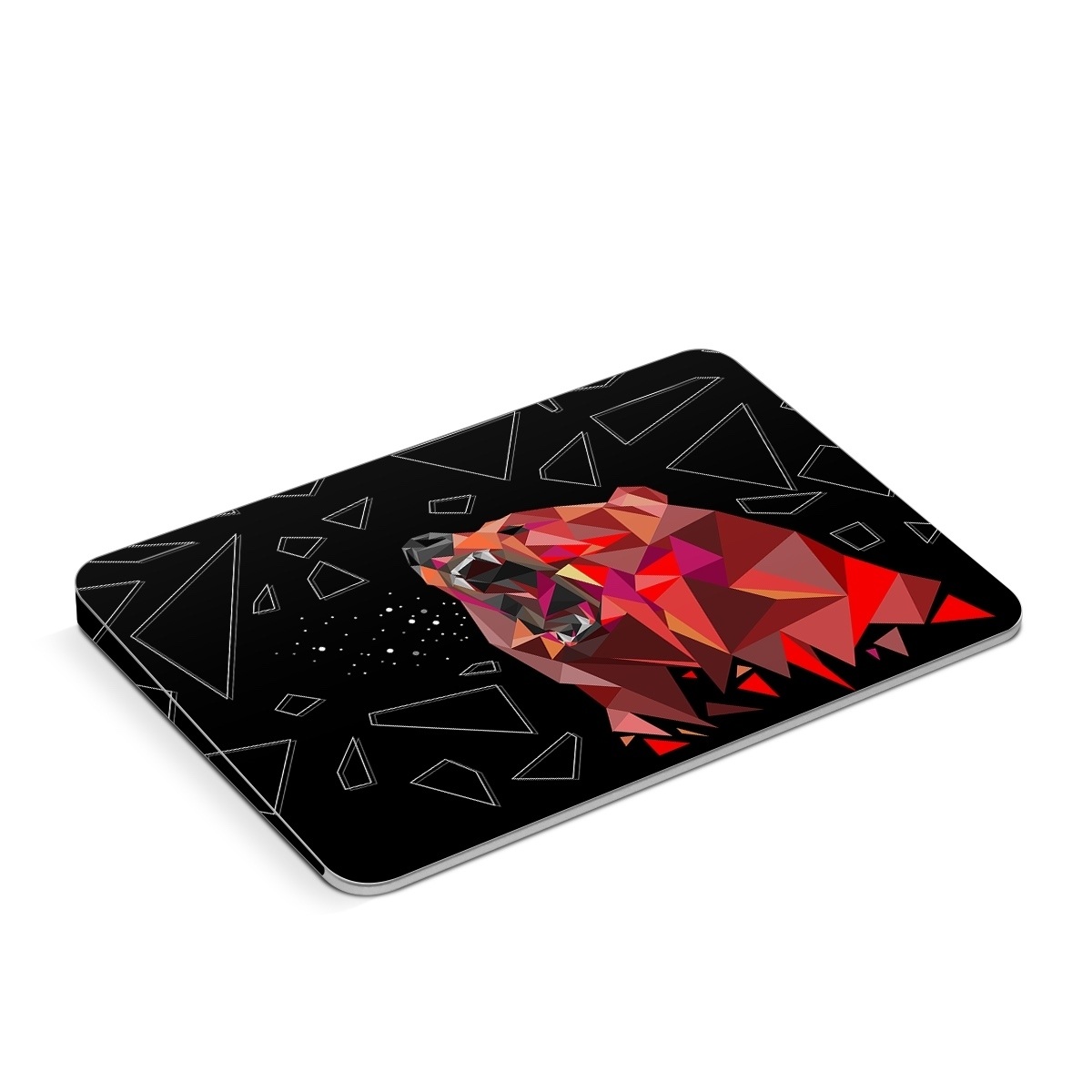 Apple Magic Trackpad Skin design of Graphic design, Triangle, Font, Illustration, Design, Art, Visual arts, Graphics, Pattern, Space, with black, red colors