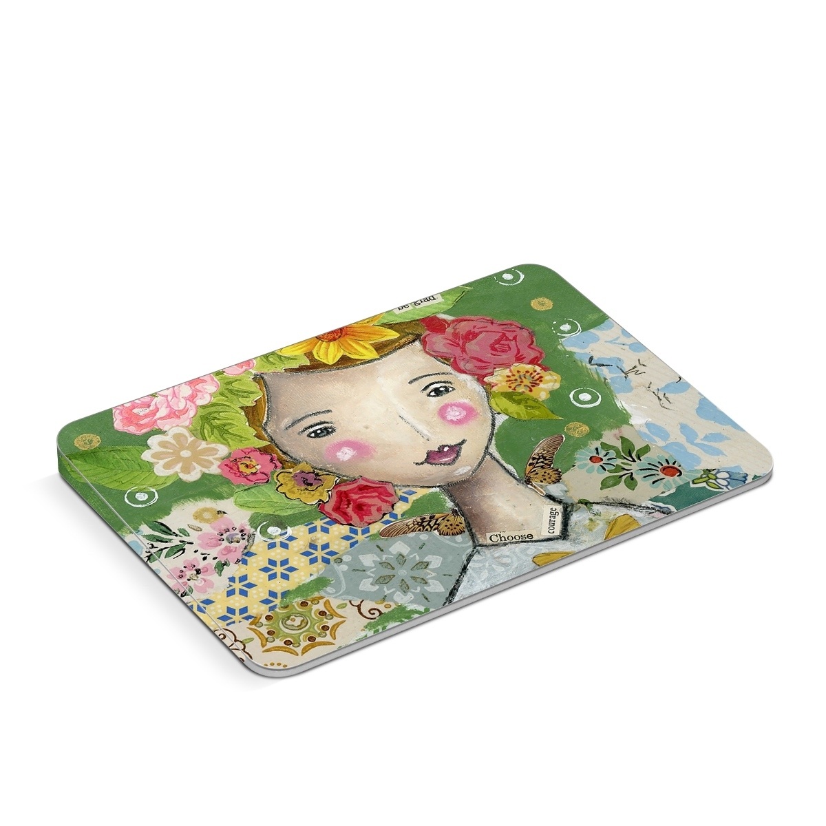 Apple Magic Trackpad Skin design of Watercolor paint, Illustration, Art, Painting, Plant, Flower, Visual arts, Paint, Child art, Acrylic paint, with green, pink, red, orange, white, blue, brown colors