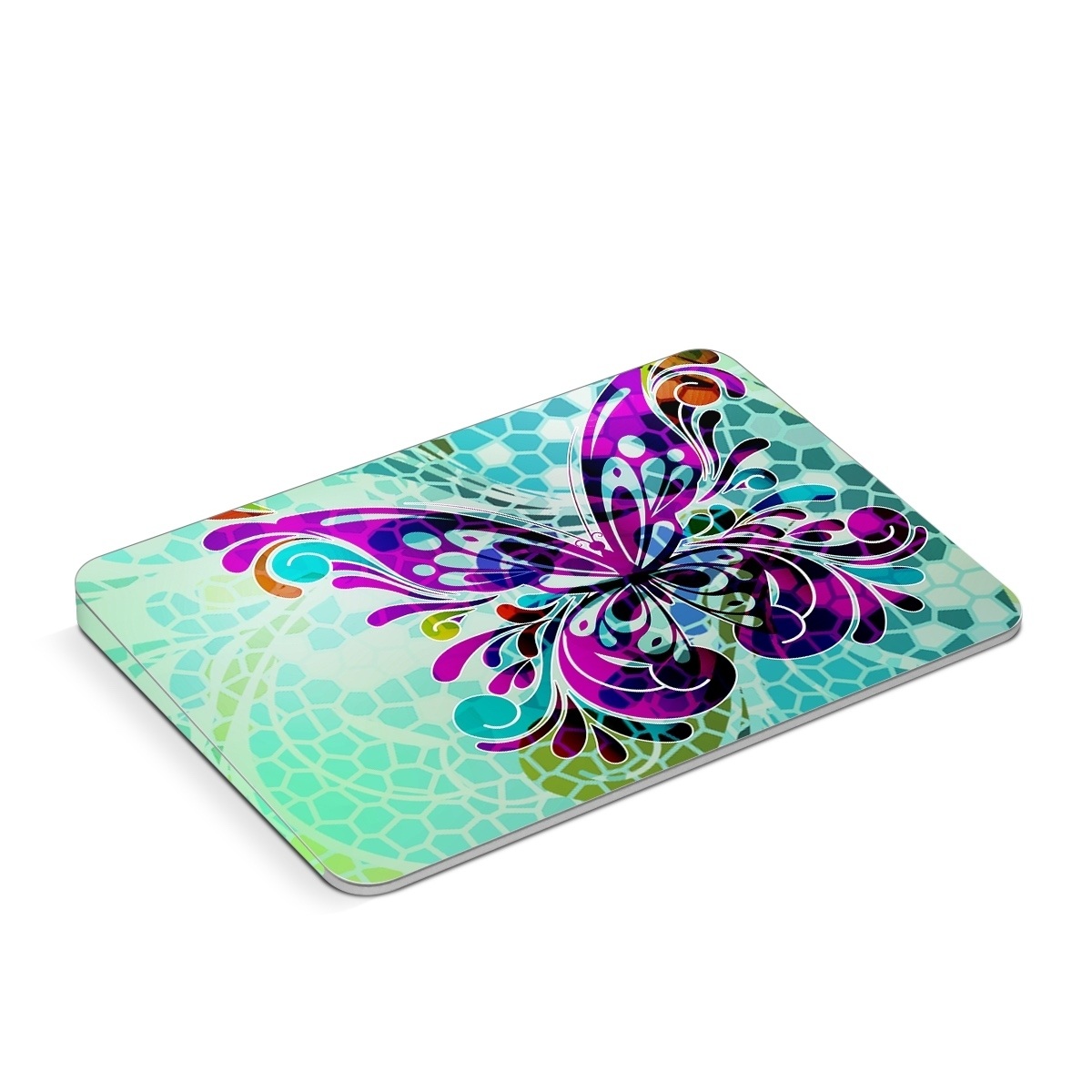Apple Magic Trackpad Skin design of Butterfly, Pattern, Insect, Moths and butterflies, Purple, Graphic design, Design, Pollinator, Visual arts, Magenta, with blue, green, purple colors