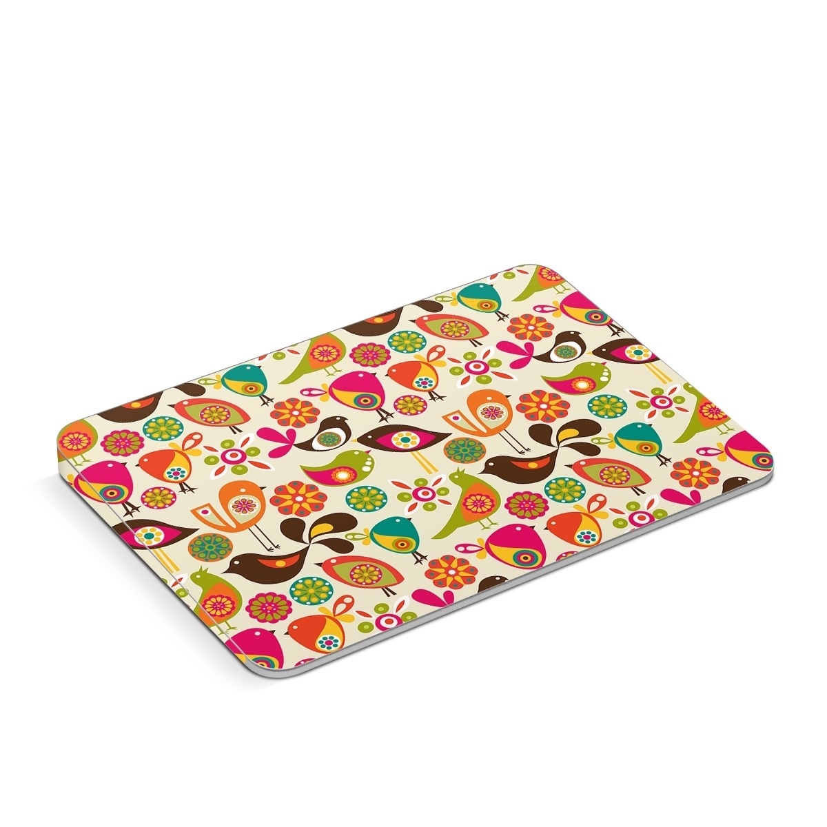Apple Magic Trackpad Skin design of Pattern, Visual arts, Wrapping paper, Design, Clip art, Textile, Motif, Sticker, Graphics, with yellow, pink, orange, green, brown, blue colors