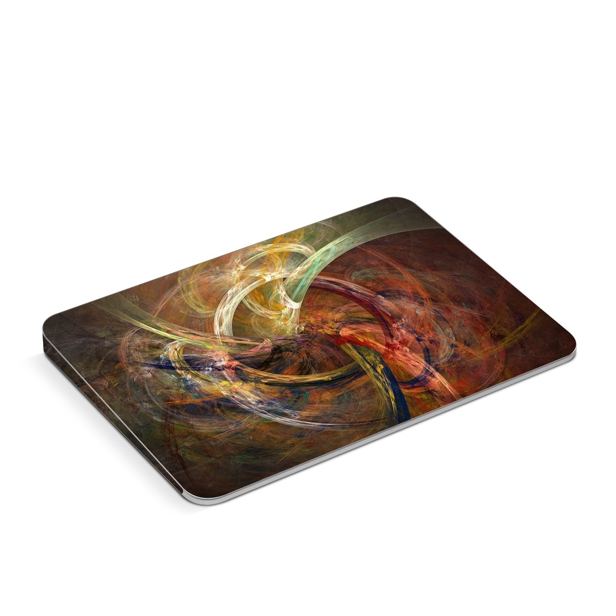 Apple Magic Trackpad Skin design of Fractal art, Art, Painting, Visual arts, Modern art, Graphics, Artwork, Stock photography, Circle, Space, with brown, red, yellow, orange, green colors