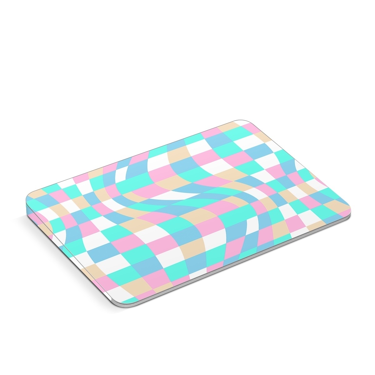 Apple Magic Trackpad Skin design of Azure, Textile, Rectangle, Art, Pink, Painting, Aqua, Font, Magenta, Material property, with white, blue, pink colors