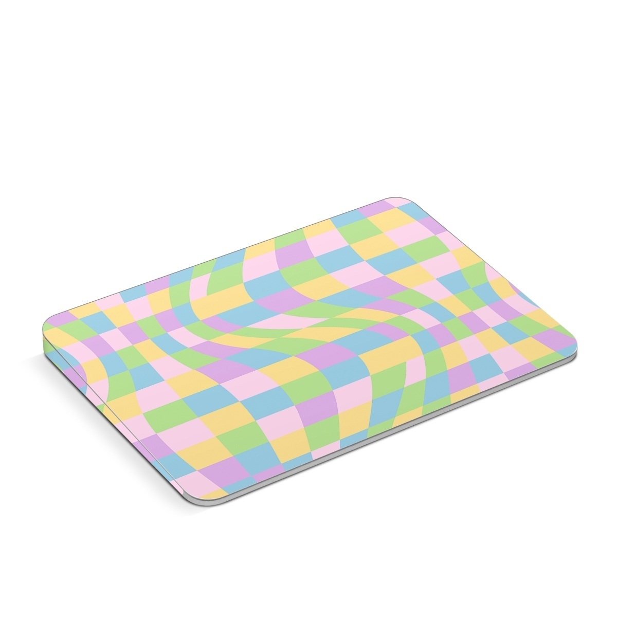 Apple Magic Trackpad Skin design of Rectangle, Azure, Textile, Art, Painting, Violet, Pink, Font, Aqua, Material property, with pink, yellow, purple, blue, green colors