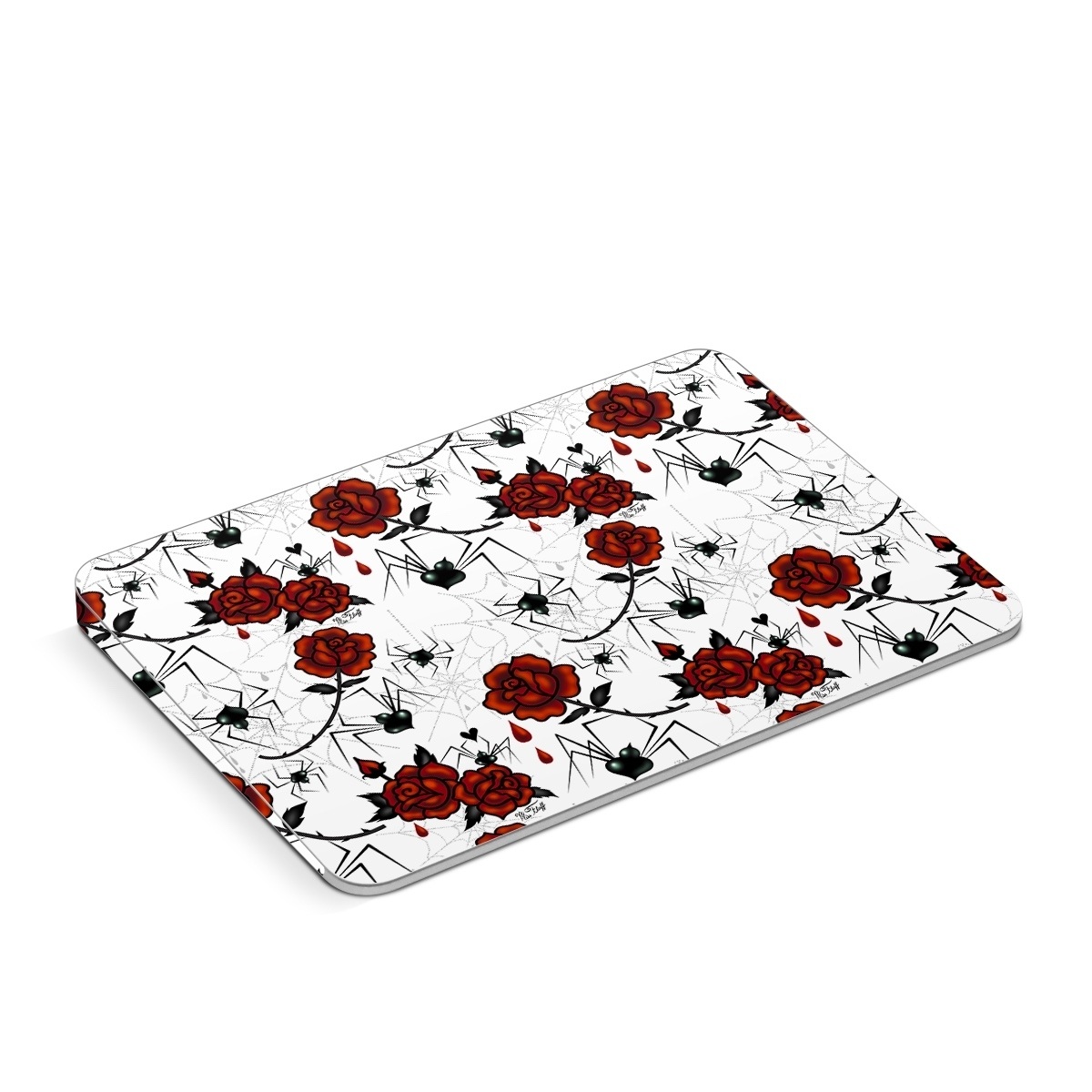 Apple Magic Trackpad Skin design of Red, Pattern, Flower, Plant, Design, Floral design, Petal, Coquelicot, Wildflower, Rose, with black, white, red colors