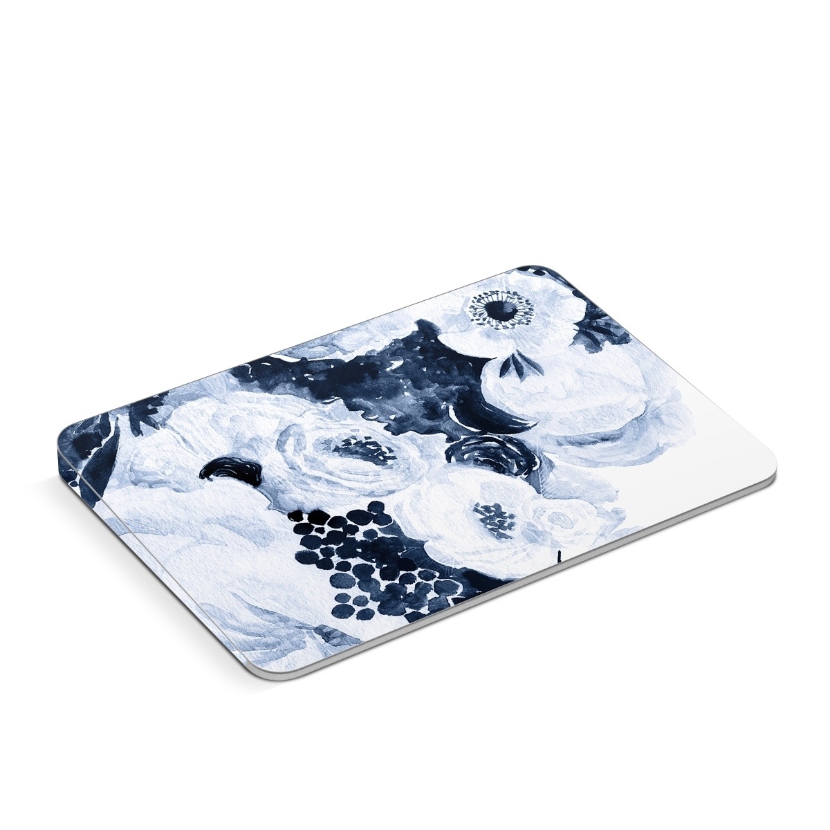 Apple Magic Trackpad Skin design of White, Flower, Cut flowers, Garden roses, Plant, Bouquet, Rose, Black-and-white, Rose family, Still life, with white, blue colors