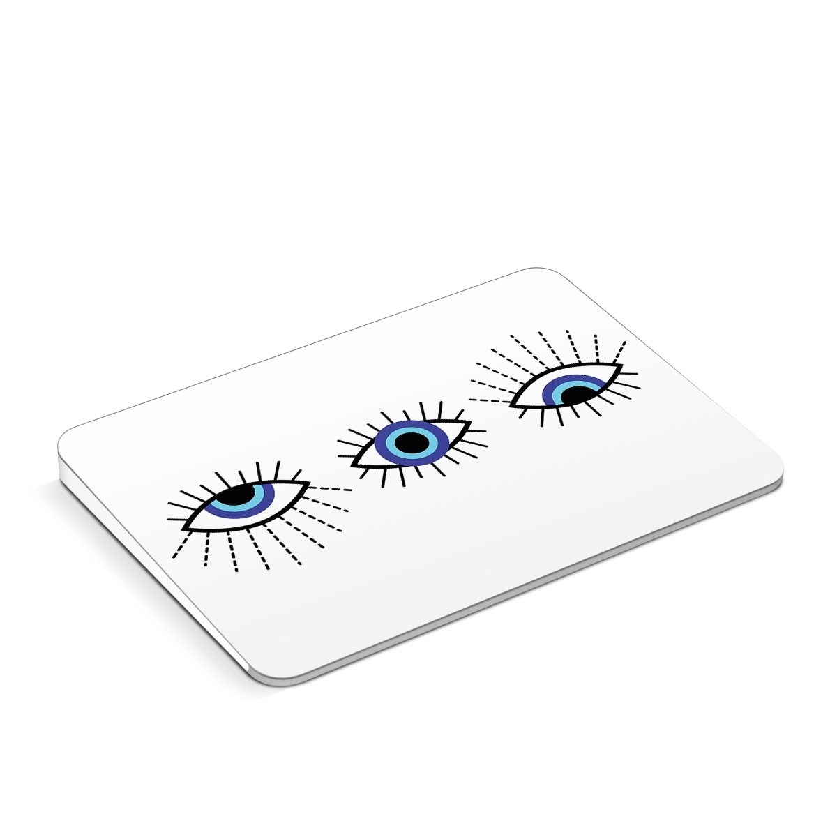 Apple Magic Trackpad Skin design of Eyebrow, Eyelash, Iris, Art, Font, Circle, Electric blue, Symmetry, Illustration, Graphics, with black, white, blue, purple colors