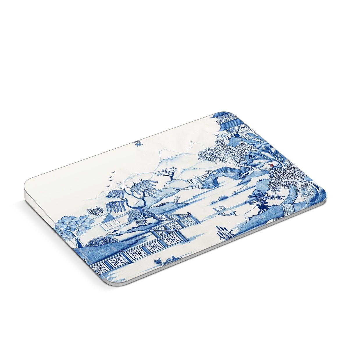 Apple Magic Trackpad Skin design of Blue, Blue and white porcelain, Winter, Christmas eve, Illustration, Snow, World, Art, with blue, white colors